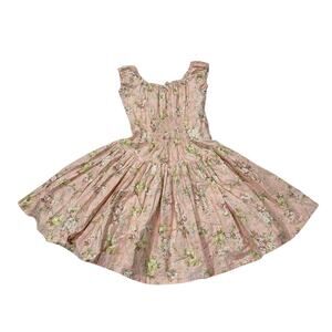 NWT CB POSITANO Womens Small Smocked Floral Pink Fit & Flare Mini Dress Coquette